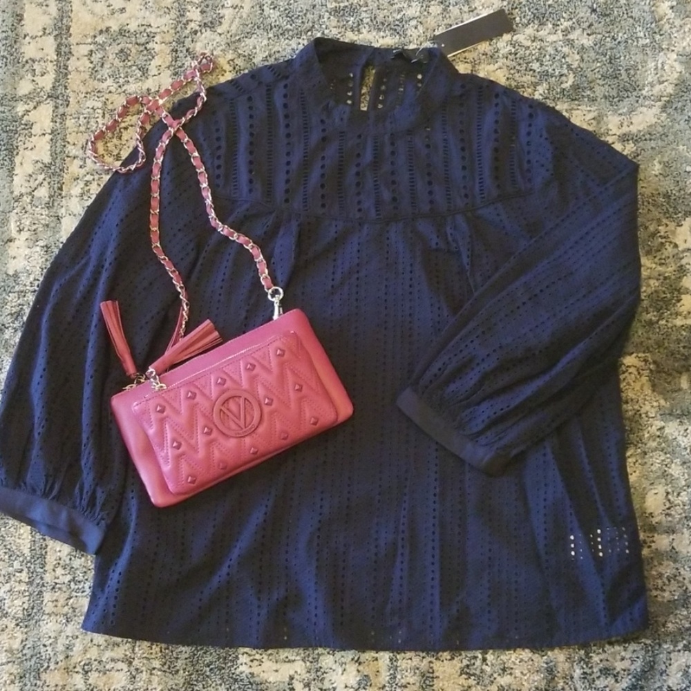 Banana Republic Dark Blue Eyelet Blouse
